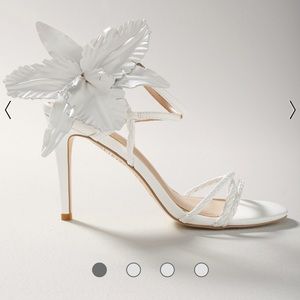 WHBM Strappy White High-Heel Sandal